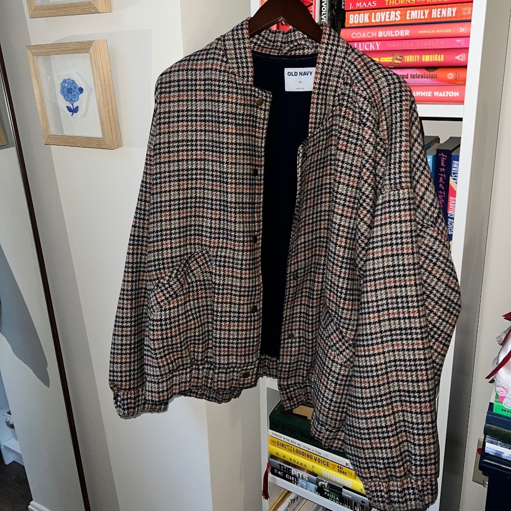 Old Navy Wool Bomber Houndstooth
